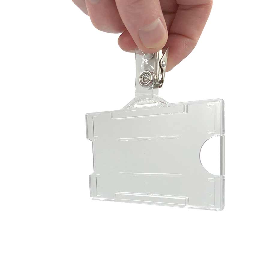 Clear name badge holders  plastic horizontal ID cardholder – Easi-card