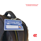 luggage loop on bag with card