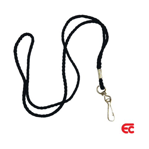 Black cord lanyard with swivel clip